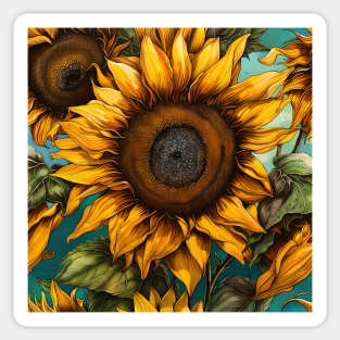 Drawing of Sunflower Sticker